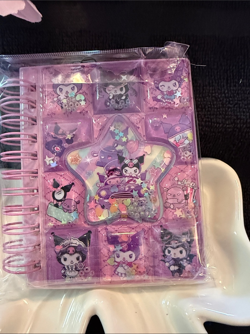 Purple Star-Shaped Moving-Shaker Spiral Notebook - Cute Character Design